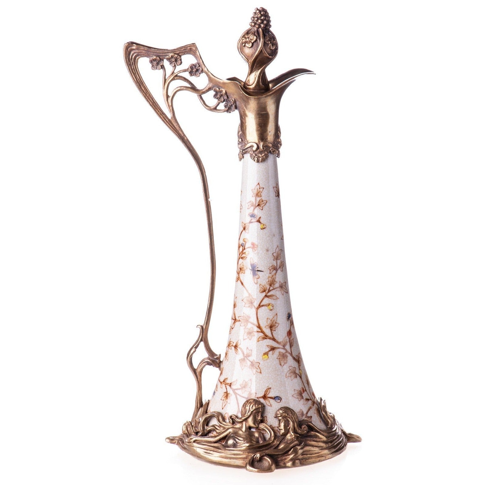 Art Nouveau Floral Ewer Vase | Handcrafted Bronze Decor