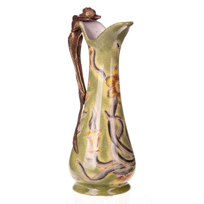 Ceramic Art Nouveau Floral Ewer Vase