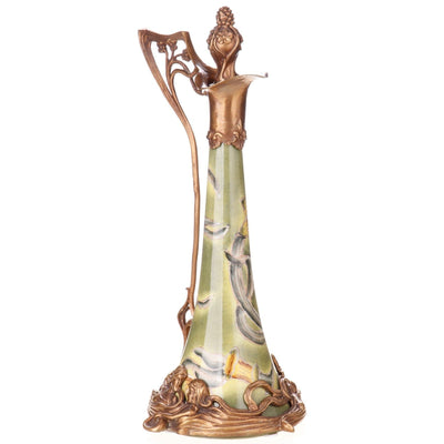 Art Nouveau Floral Ewer Vase | Handcrafted Bronze Decor