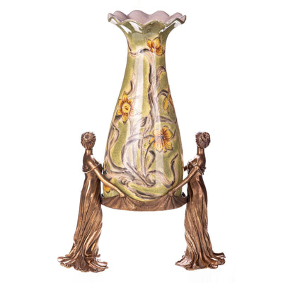 Bronze Art Nouveau Floral Vase Stand