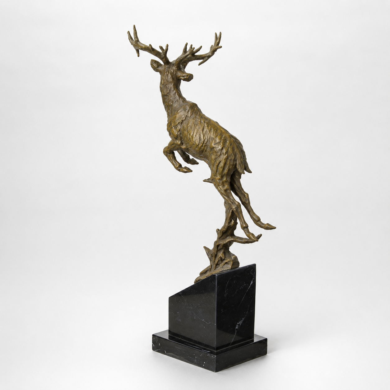 Leaping Stag Sculpture | Handcrafted Bronze Decor
