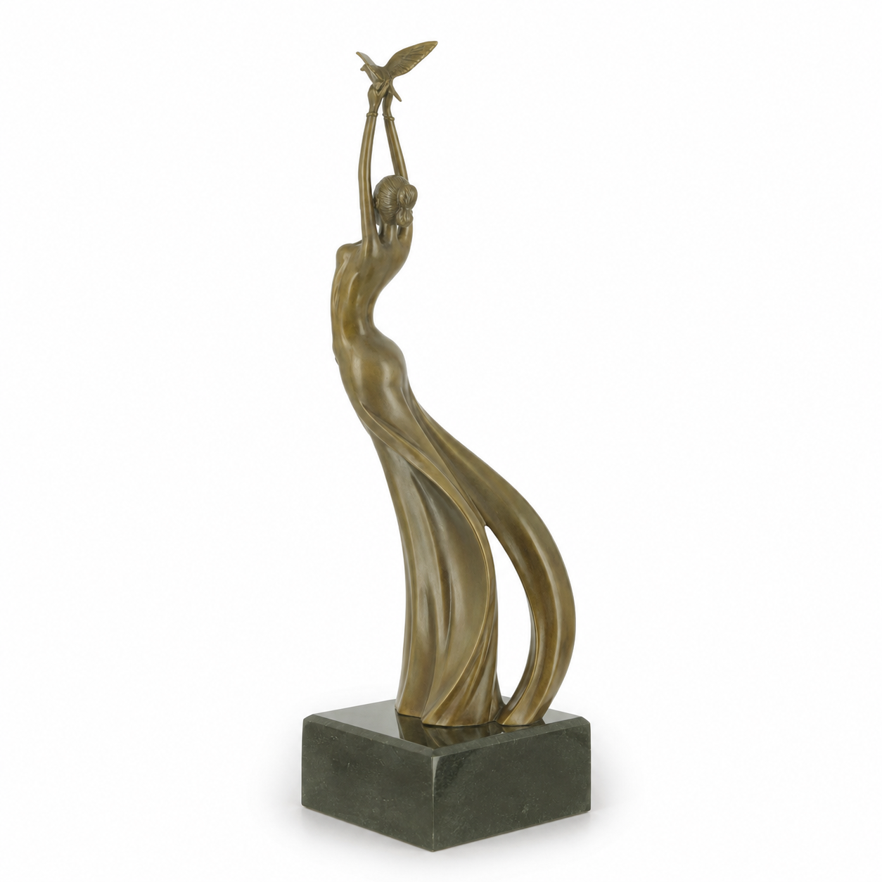 Lady Holding a Pigeon Brown Patina | Handcrafted Bronze Decor