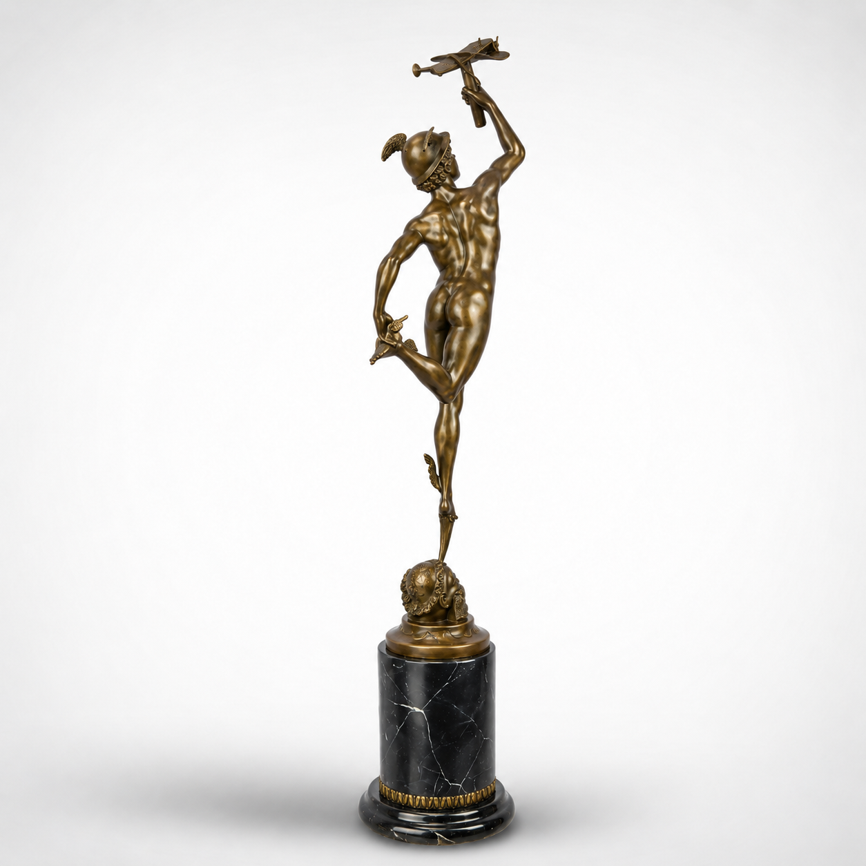 Bronze Trophy of Mercury Holding Aloft an Electra | Handcrafted Bronze