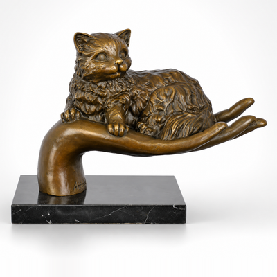 Hand Holding a Cat | Handcrafted Bronze Decor | Unique Home Accent