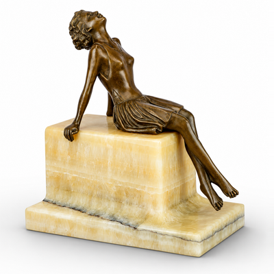 Young Woman Sun Bathing | Handcrafted Bronze Decor | Unique Home