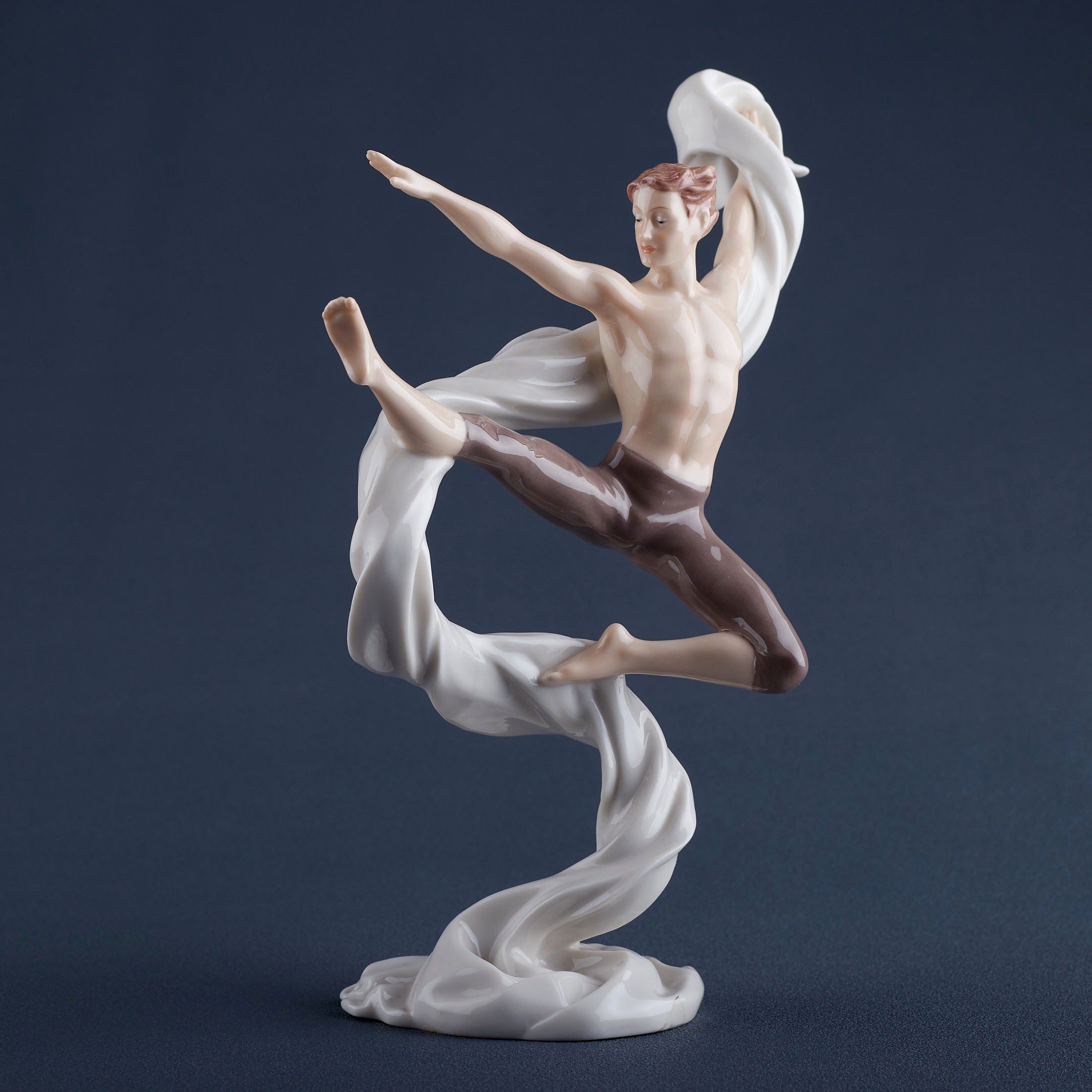 Modern Dance Male Kicking Leap With Ribbon