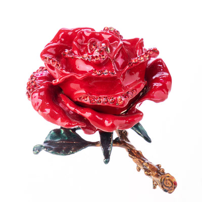 Pill box made of enamelled pewter and gemstones in the shape of a rose