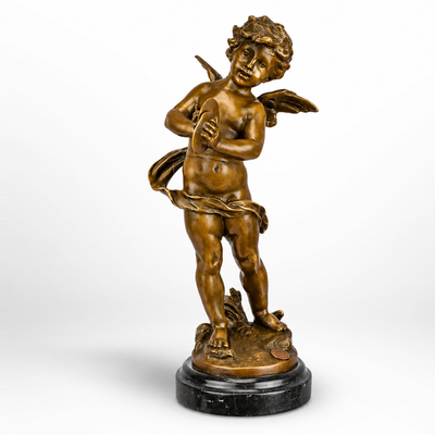 Putto Playing Cymbals | Handcrafted Bronze Decor | Unique Home Accent