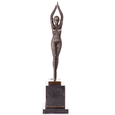Textured Standing Female Figure | Handcrafted Bronze Decor