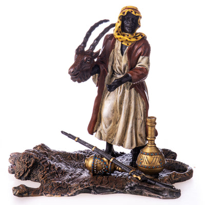 Colored bronze figure of an Arab trader | Handcrafted Bronze Decor