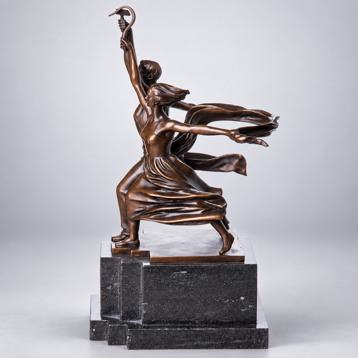 Worker and Kolkhoz Woman Art Deco Bronze Sculpture – view 3