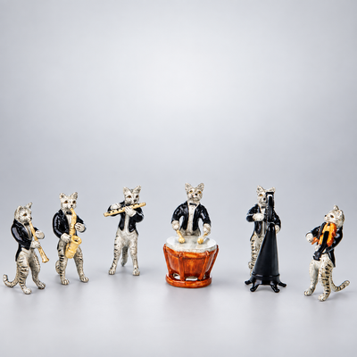 Cat Orchestra Vienna Bronze Figurines – Cold Painted Set of 6