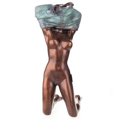 Female Nude Modern Bronze Sculpture with Green Patina