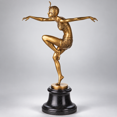 Con Brio Dancer Art Deco Bronze Sculpture after Preiss, Polished