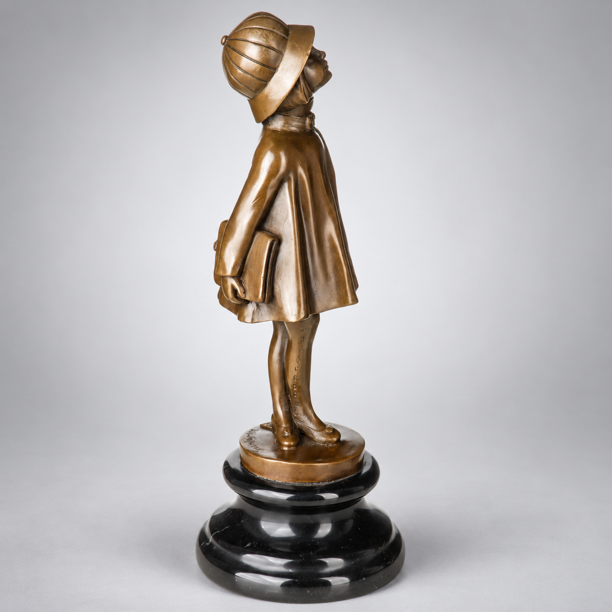 Girl with Bag Art Deco Bronze Sculpture