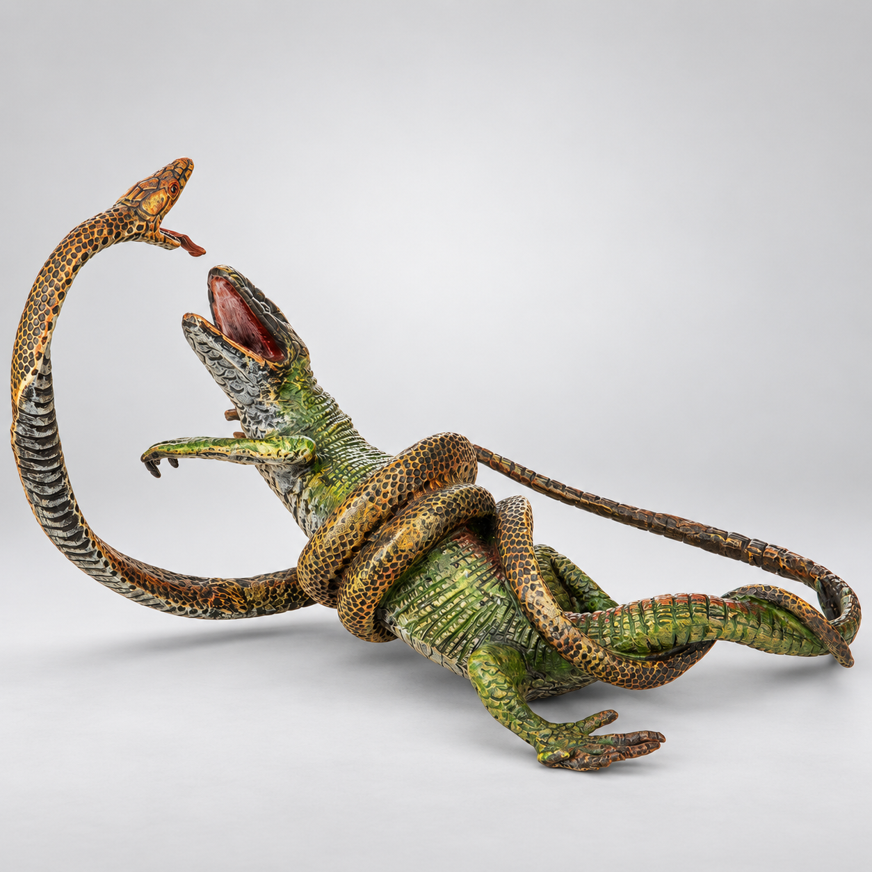 Snake and Lizard Vienna Bronze Figurine – Cold Painted