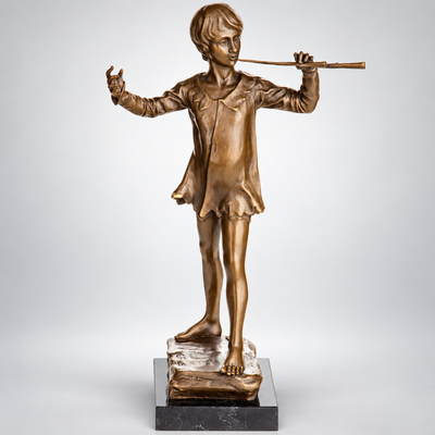 Boy with Flute Bronze Sculpture
