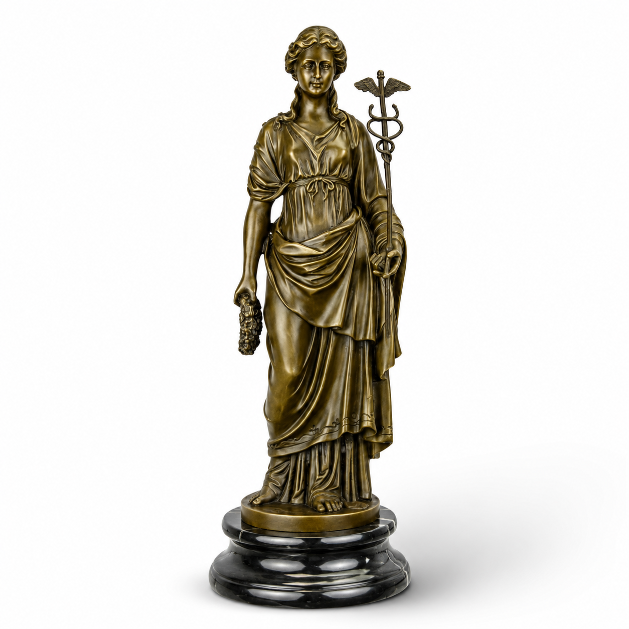 Caduceus Goddess Figure | Handcrafted Bronze Decor | Gift Idea