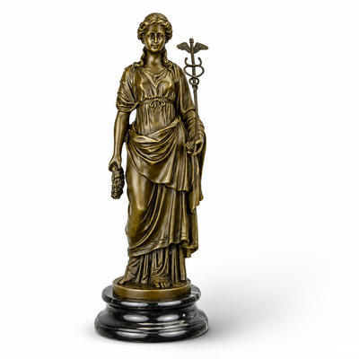 Caduceus Goddess Figure | Handcrafted Bronze Decor | Gift Idea