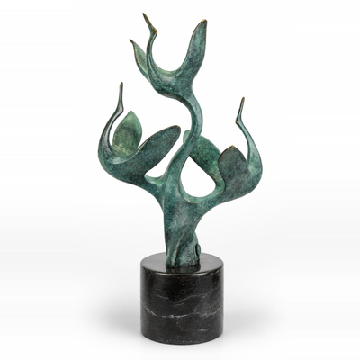 Modernist Bronze Sculpture of a Group of Cranes | Handcrafted Bronze
