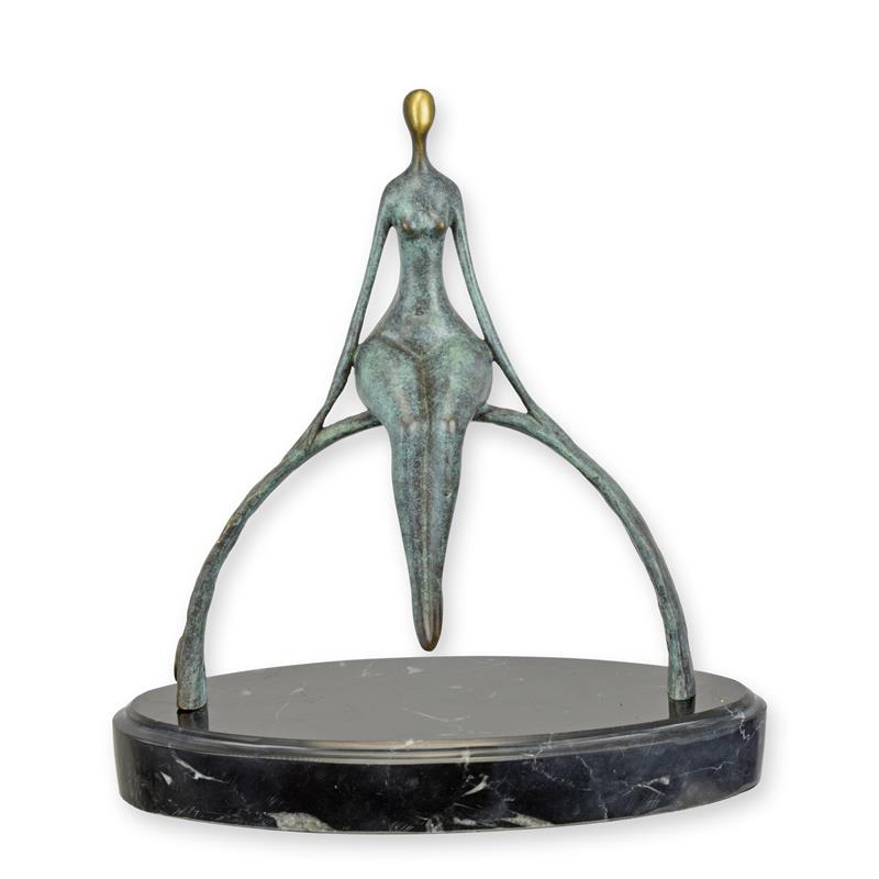 Modern Man Sitting on a Bow Bronze Sculpture