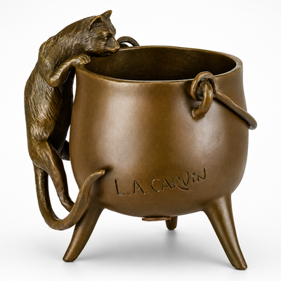 Cat Climbing Pot | Animal Sculptures | Home Decor | Handcrafted