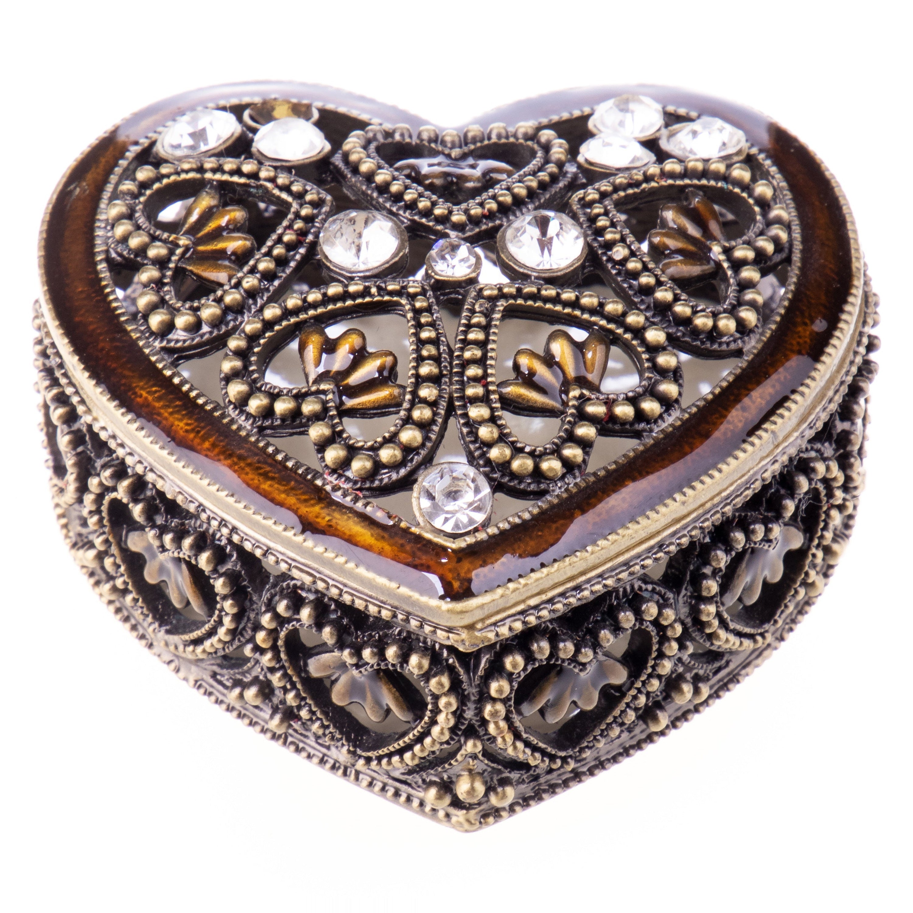 Pill box made of enamelled pewter and gemstones in the shape of a