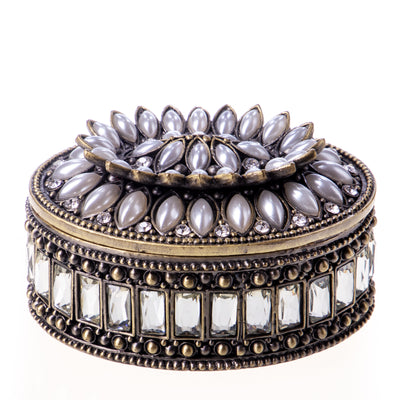 Pill box made of enamelled pewter and gemstones | Handcrafted Home