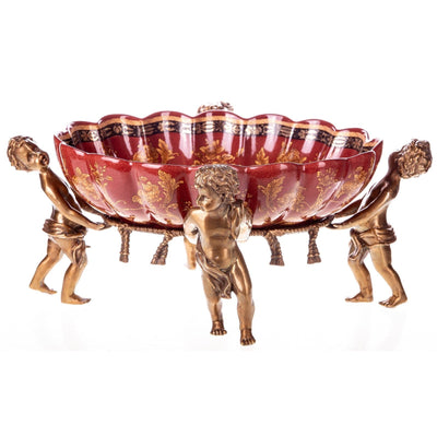 Cherub Bowl Centerpiece | Handcrafted Bronze Decor
