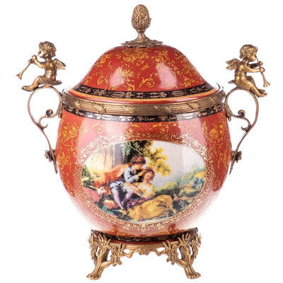 Rococo Cherub Lidded Urn | Handcrafted Porcelain Decor