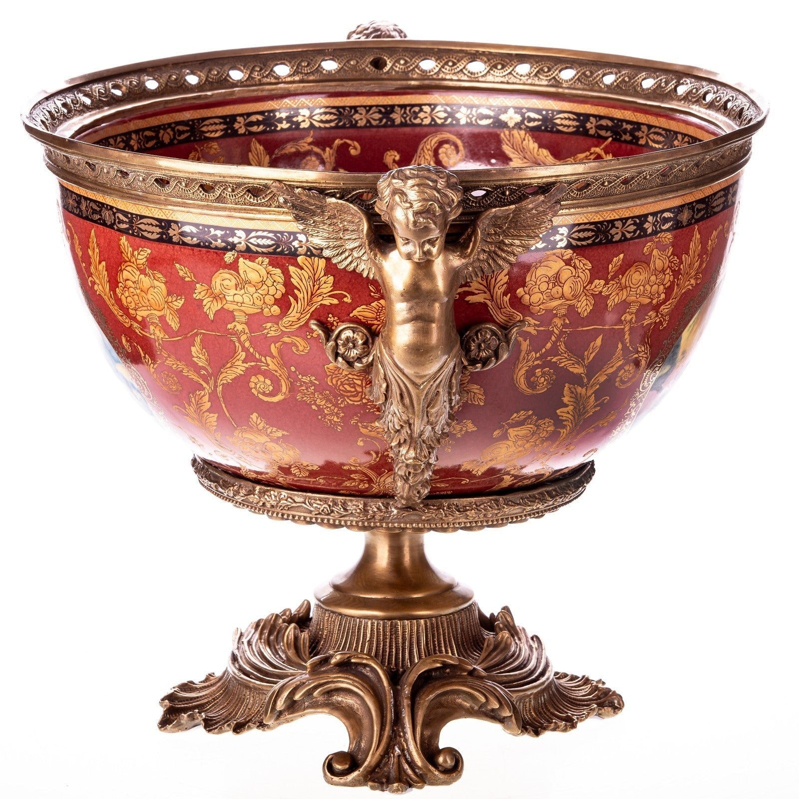 Rococo Cherub Pedestal Bowl | Handcrafted Bronze Decor