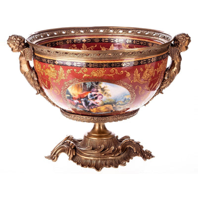Bronze Rococo Cherub Pedestal Bowl