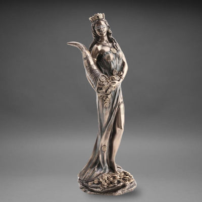 Crowned Goddess Cornucopia | Handcrafted Bronze Decor