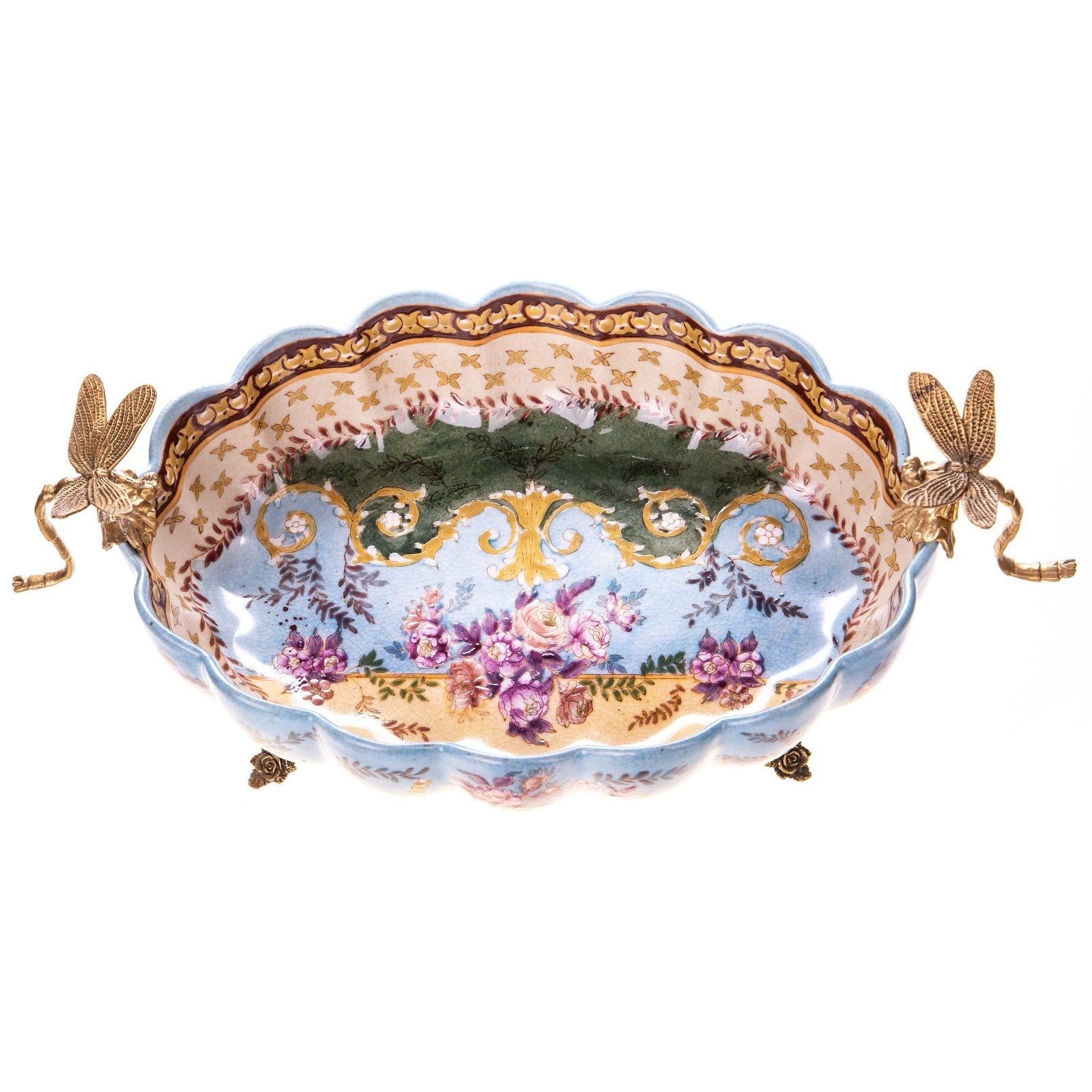 Floral Porcelain Footed Bowl | Handcrafted Porcelain Decor