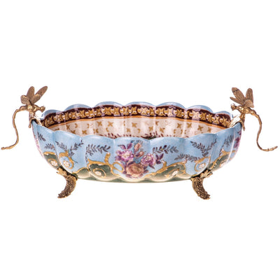 Floral Porcelain Footed Bowl | Handcrafted Porcelain Decor
