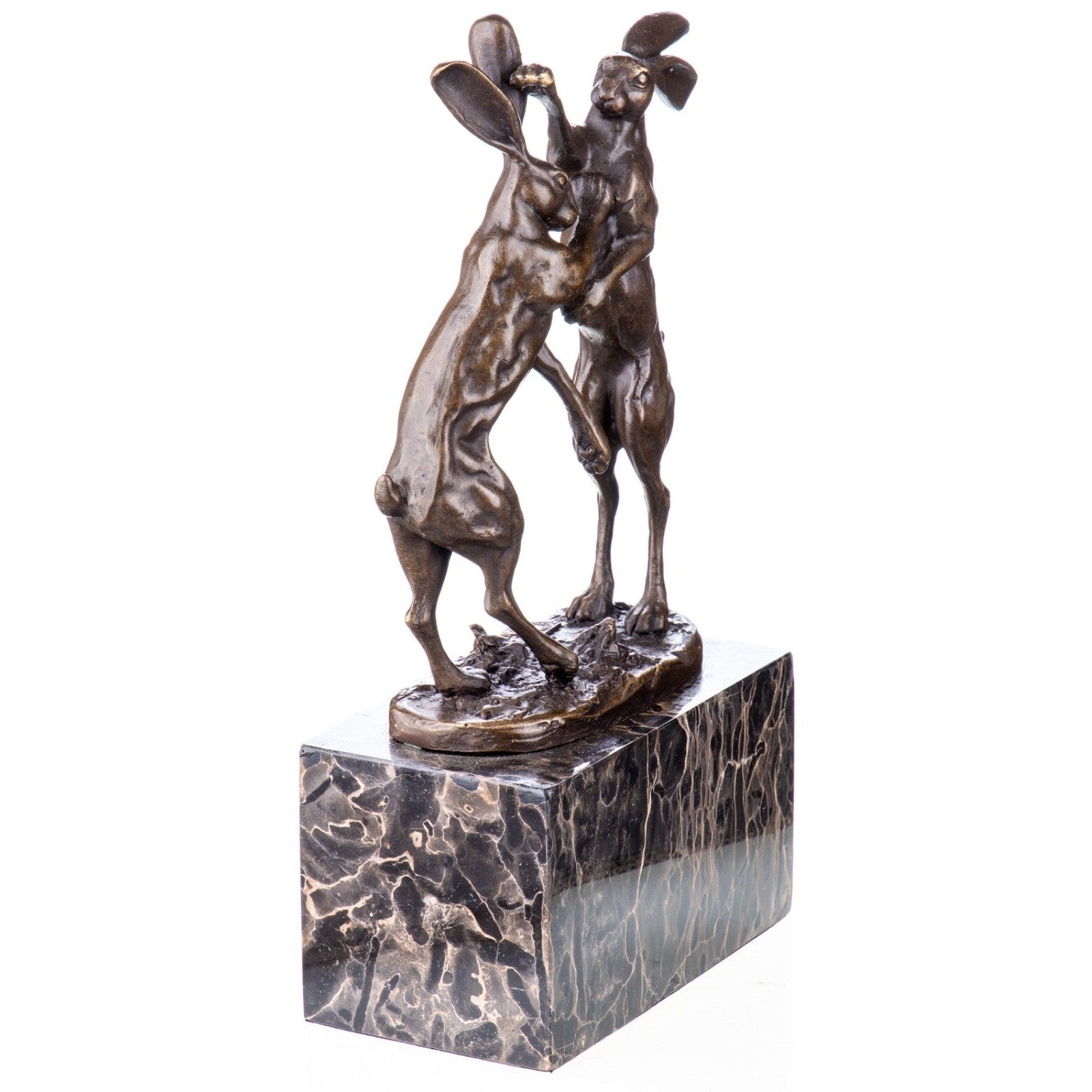 Dancing Hare Pair Sculpture | Handcrafted Bronze Decor