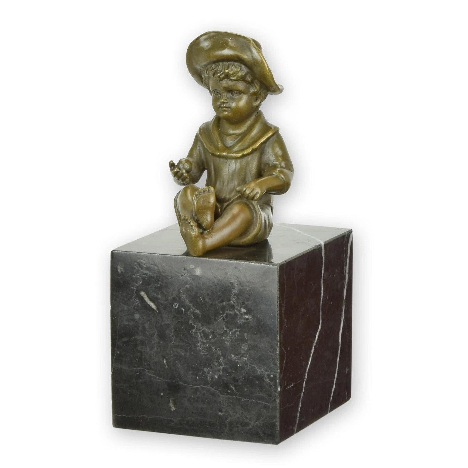 Seated Child Statue | Handcrafted Bronze Decor | Unique Home Accent