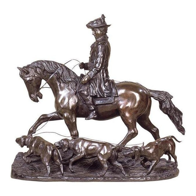 Mounted Fox Hunter Statue | Handcrafted Bronze Decor