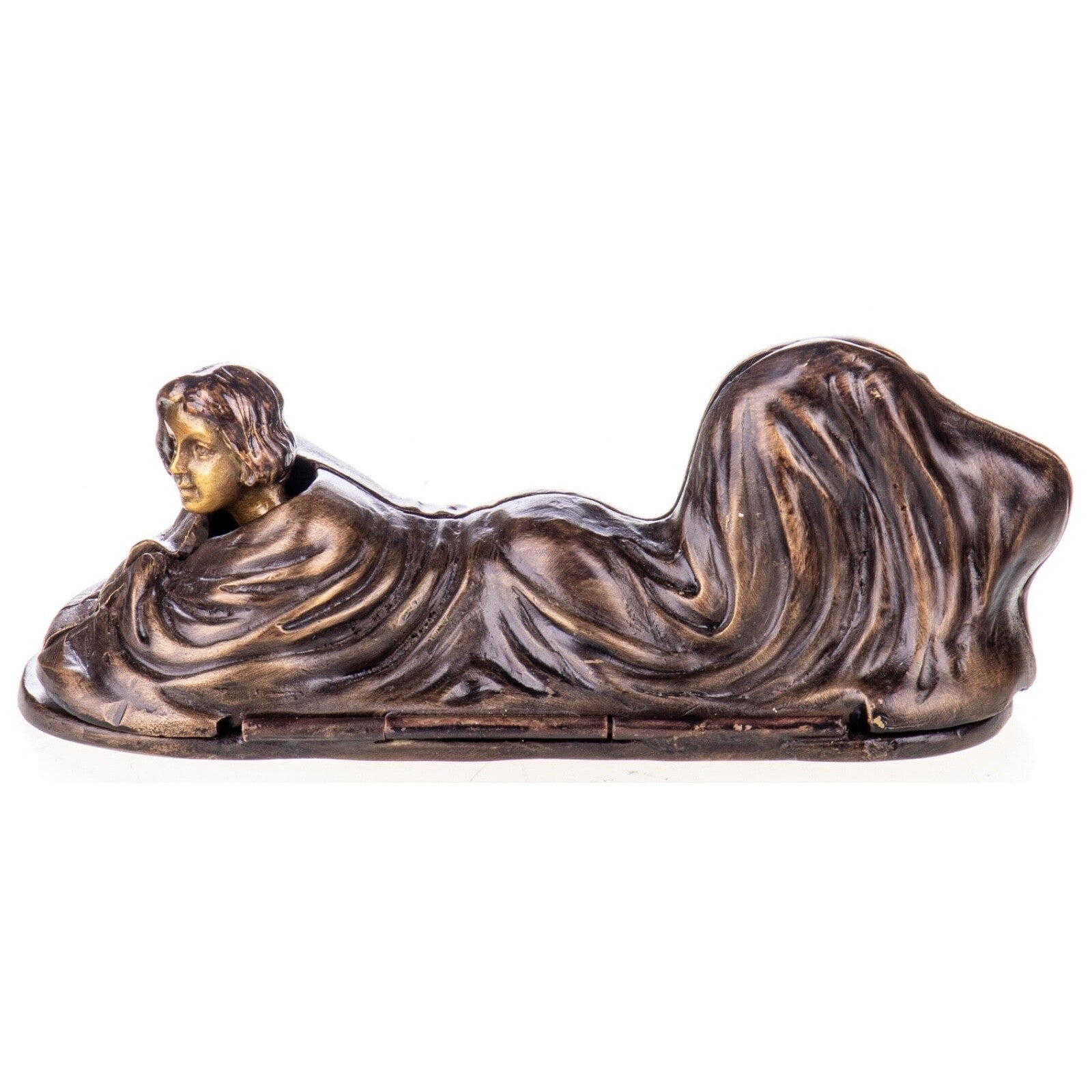 Reclining Woman Leaf Sculpture | Handcrafted Bronze Decor