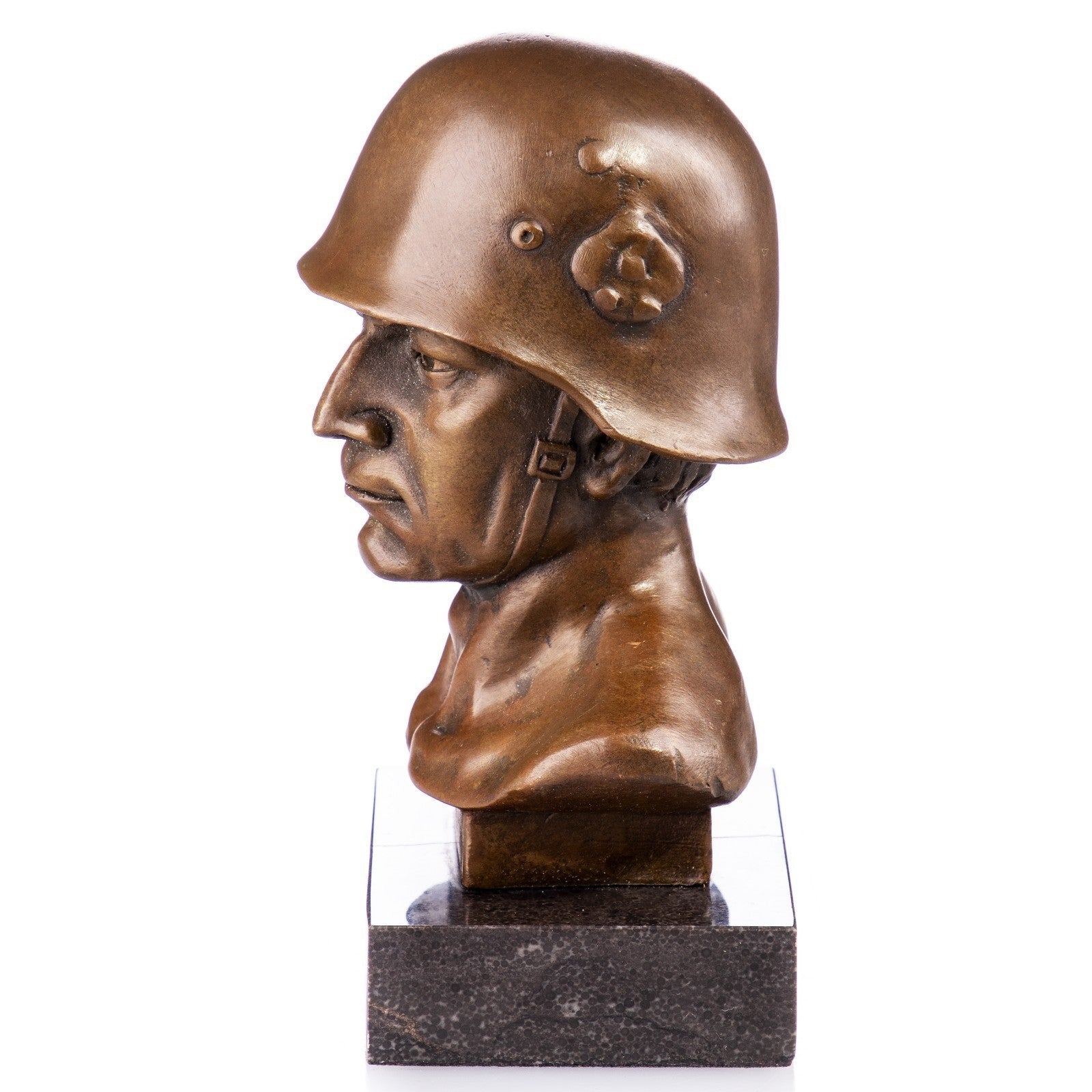 Military Helmet Bust Sculpture | Handcrafted Bronze Decor