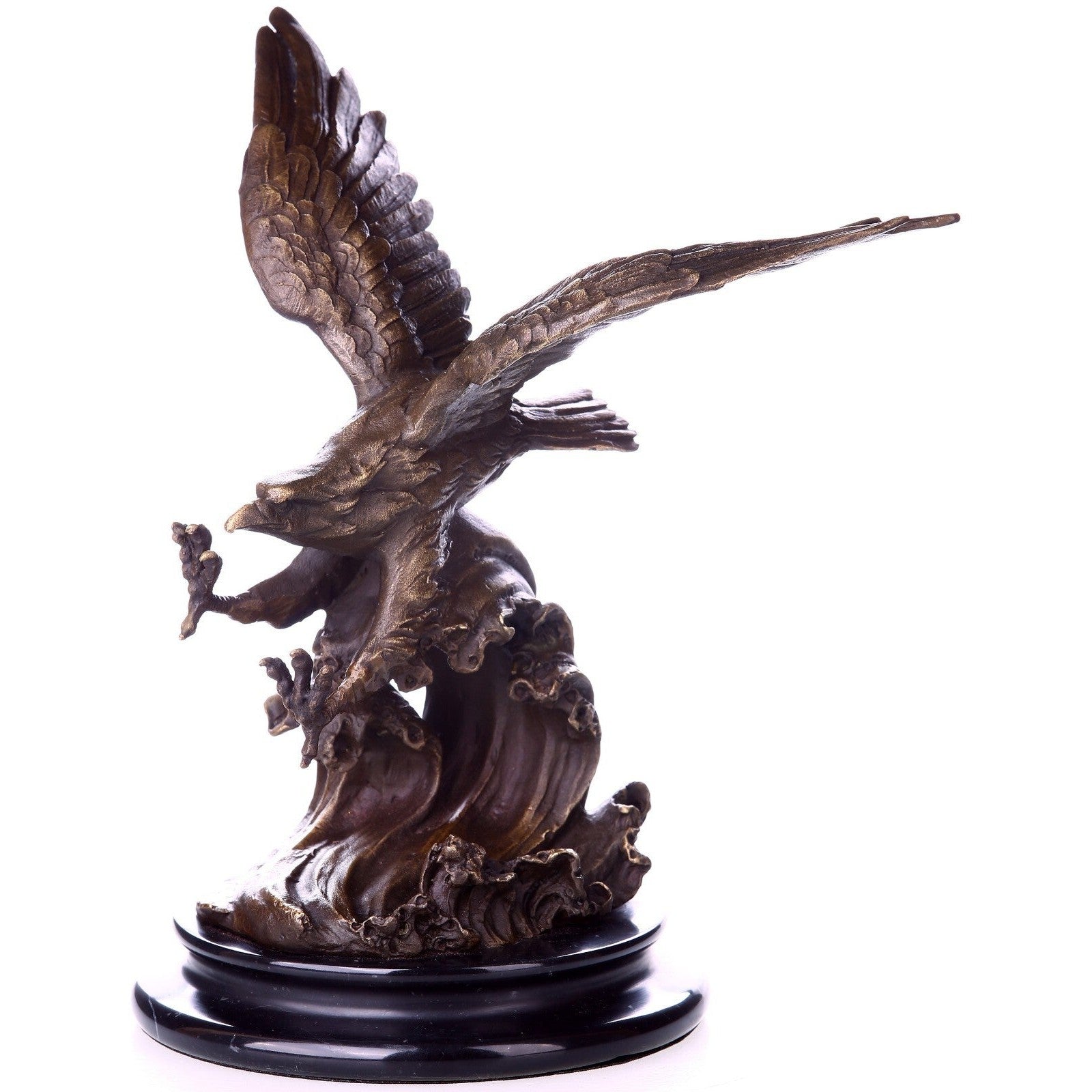 Flying Eagle Wave Sculpture | Handcrafted Bronze Decor