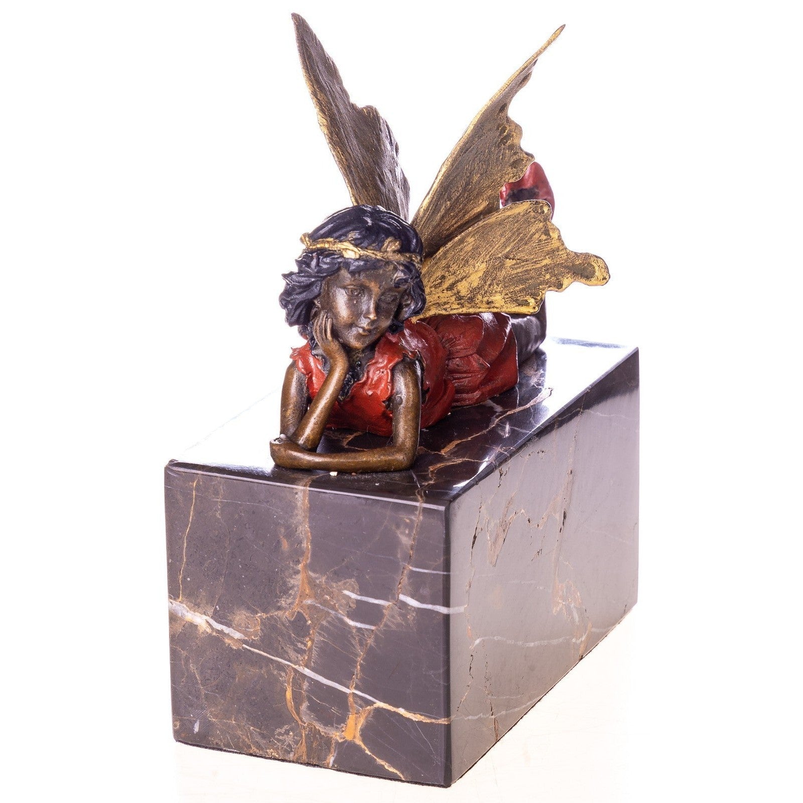 Reclining Winged Fairy Sculpture | Handcrafted Bronze Decor