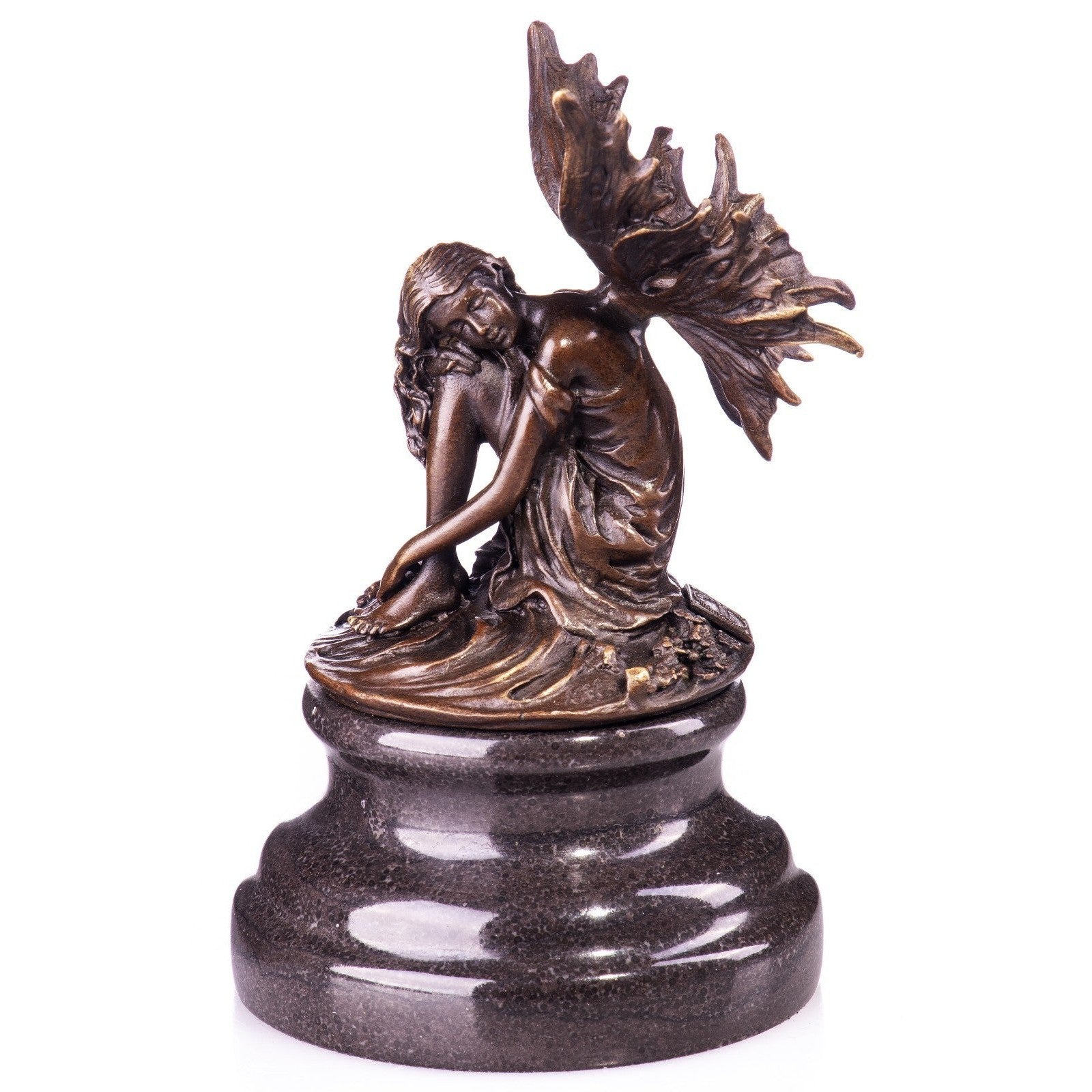 Kneeling Fairy Sculpture | Handcrafted Bronze Decor