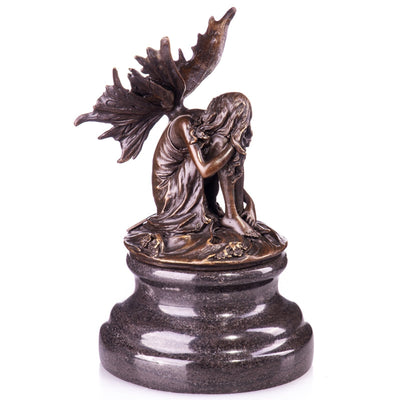 Kneeling Fairy Sculpture | Handcrafted Bronze Decor
