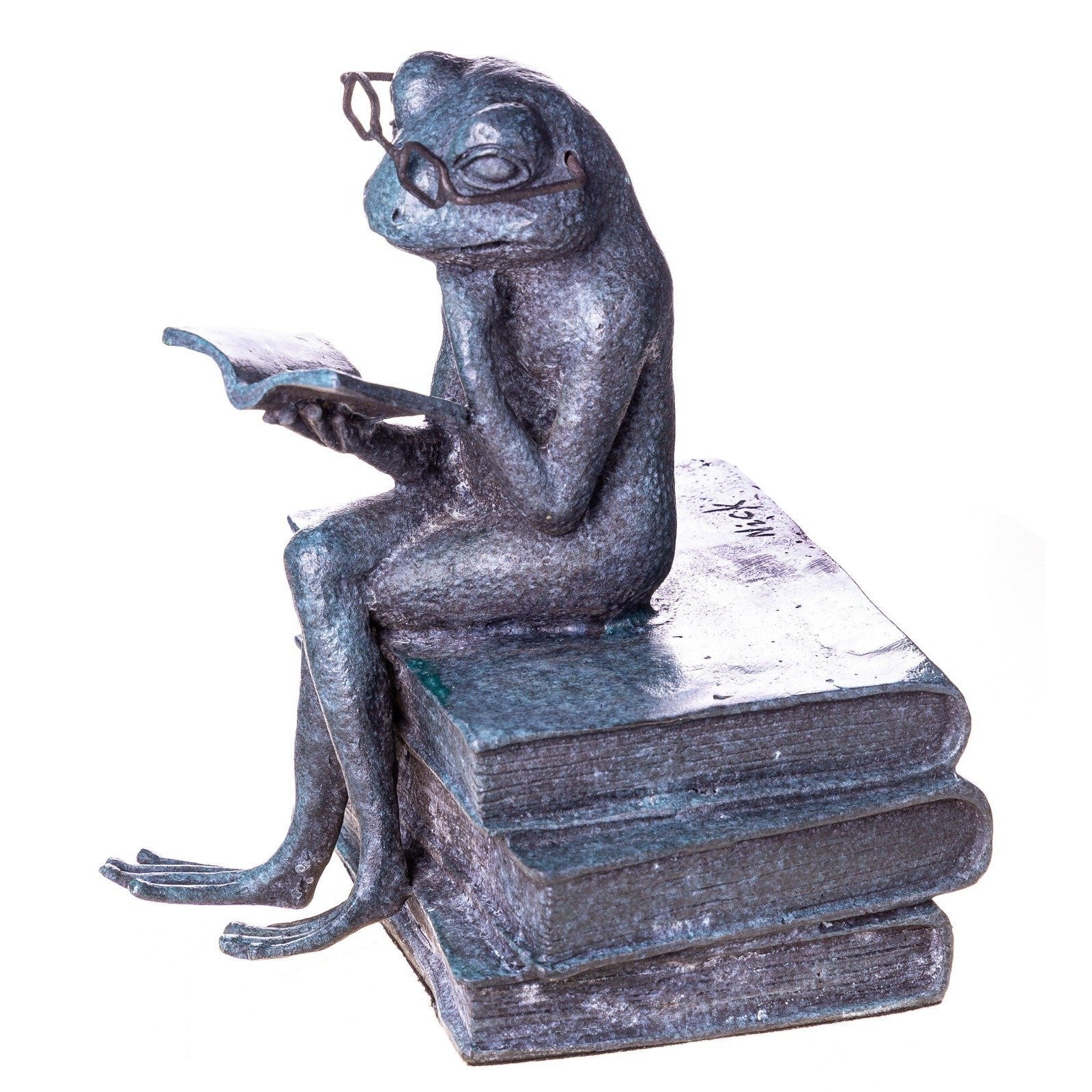 Reading Frog Statue | Handcrafted Bronze Decor | Unique Home Accent