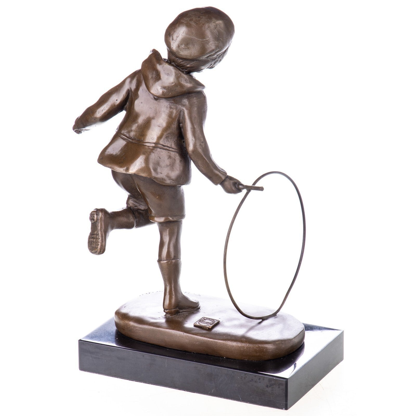 Bronze Sculpture of Boy Playing with Hoop | Figurines & Statues