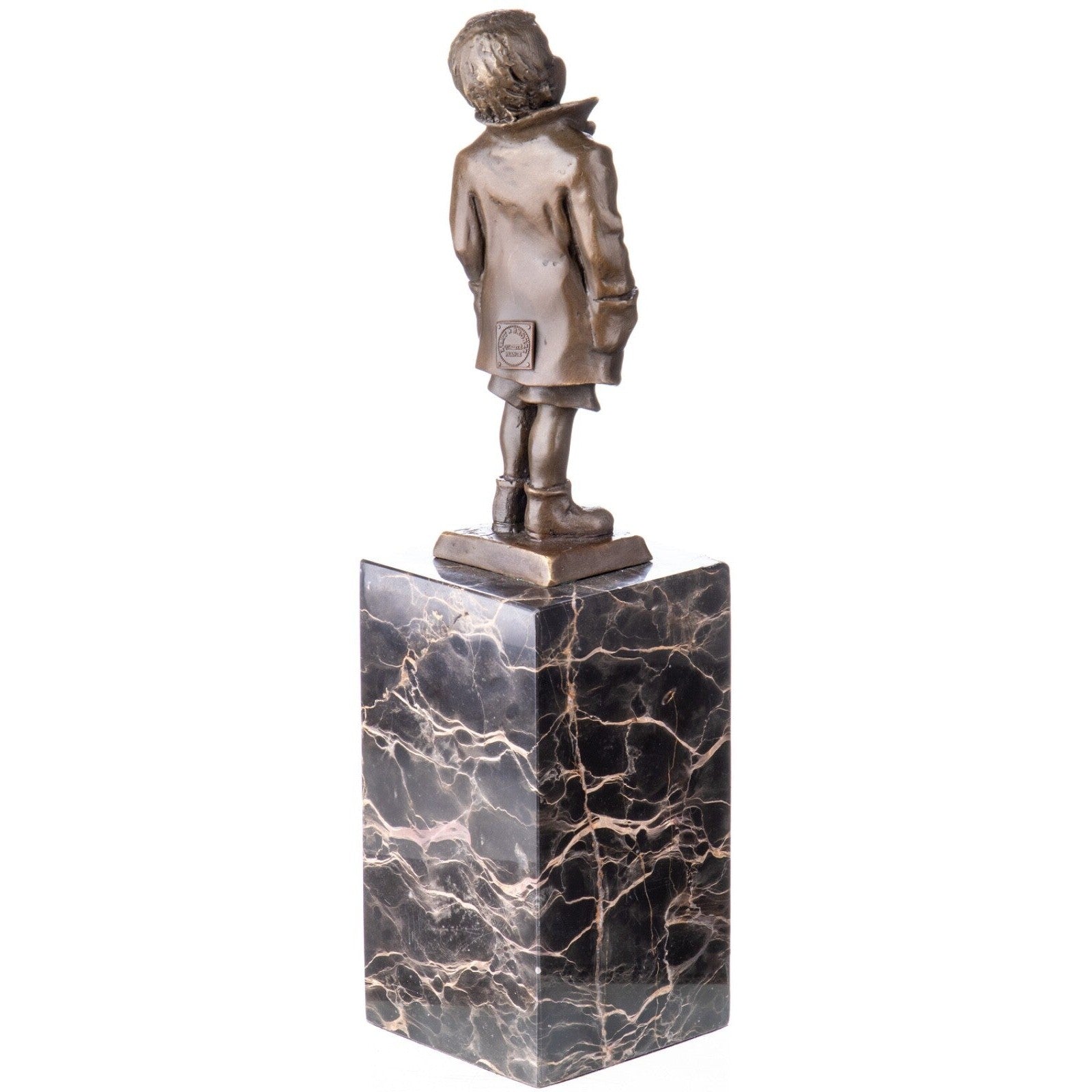 Bronze Sculpture of Boy in Coat | Figurines & Statues | Home Decor