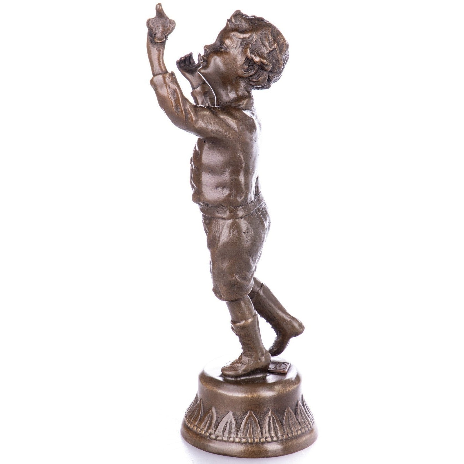 Bronze Sculpture of Boy with Toy Airplane | Figurines & Statues