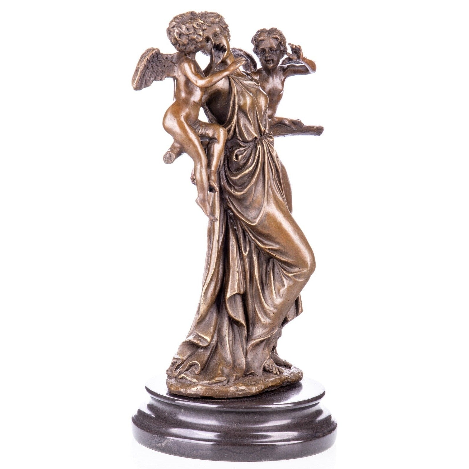 Bronze Sculpture of Woman with Two Cupids, Mythology & Deity Sculpture