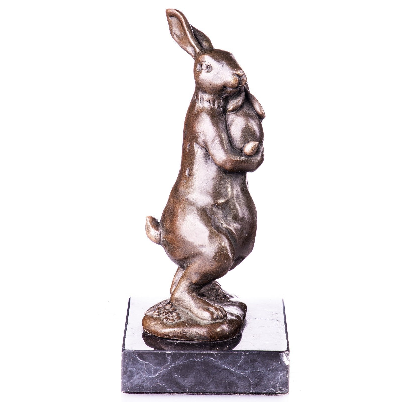 Bronze Sculpture of a Rabbit Embracing Its Young | Figurines & Statues